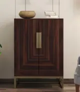 Vailyton Sheesham Wood Bar Cabinet (Walnut Finish)