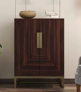 Vailyton Sheesham Wood Bar Cabinet (Walnut Finish)