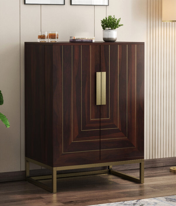 Vailyton Sheesham Wood Bar Cabinet (Walnut Finish)