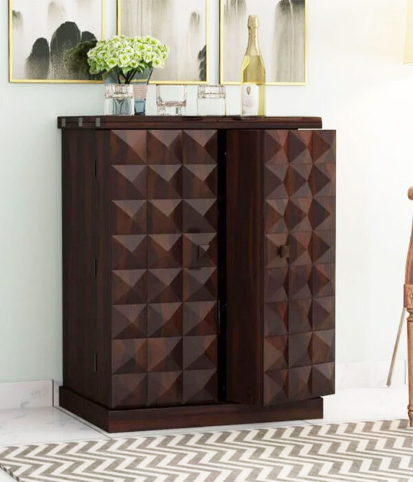 Eurico Sheesham Wood Small Bar Cabinet (Walnut Finish)