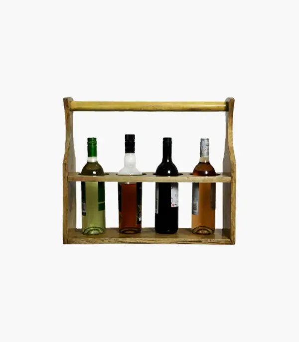 Natural Brown Mango Wood Wine Rack (Dark Finish)