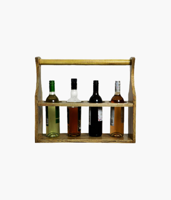 Natural Brown Mango Wood Wine Rack (Dark Finish)