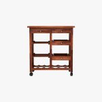 Hensys Sheesham Wood Bar Trolley (Honey Finish) - Image 2