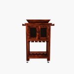 Mendil Sheesham Wood Bar Trolley (Honey Finish) - Image 2