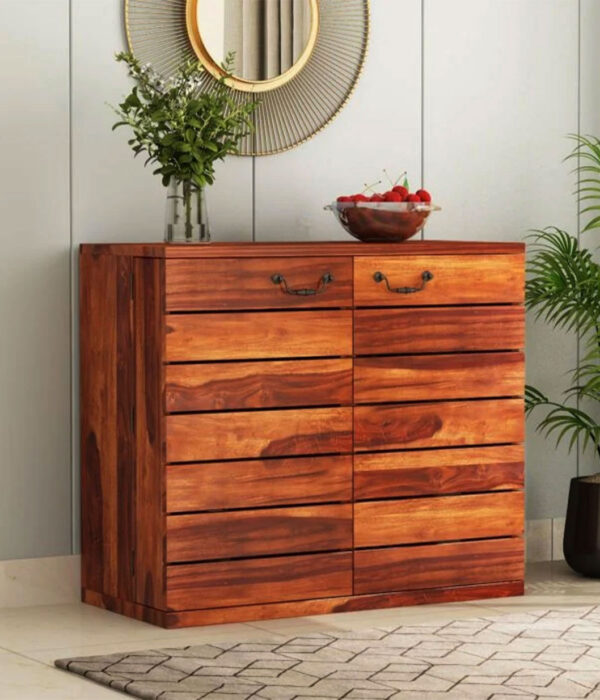 Embrol Sheesham Wood Bar Cabinet (Honey Finish)
