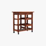 Hensys Sheesham Wood Bar Trolley (Honey Finish) - Image 3