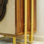 Arista Sheesham Wood Bar Cabinet with Cane (Honey Finish) - Image 4