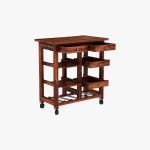 Hensys Sheesham Wood Bar Trolley (Honey Finish) - Image 4
