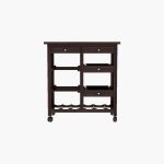 Kensys Sheesham Wood Bar Trolley (Walnut Finish) - Image 4
