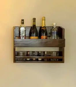 Fairo Mango Wood Wine Rack (Brown Finish)