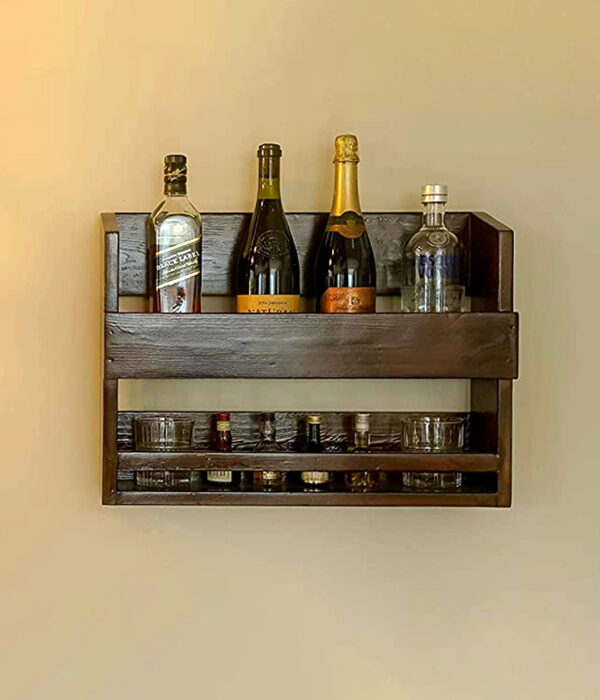 Fairo Mango Wood Wine Rack (Brown Finish)