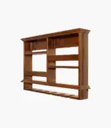 Wolly Mango Wood Wall Hanging Wine Rack with Glass Holder (Brown Finish) - Image 4