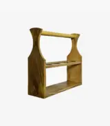 Natural Brown Mango Wood Wine Rack (Dark Finish) - Image 4