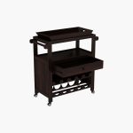 Kaasper Sheesham Wood Bar Trolley (Walnut Finish) - Image 5