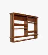 Wolly Mango Wood Wall Hanging Wine Rack with Glass Holder (Brown Finish) - Image 5