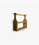 Natural Brown Mango Wood Wine Rack (Dark Finish) - Image 5