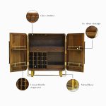 Arista Sheesham Wood Bar Cabinet with Cane (Honey Finish) - Image 7
