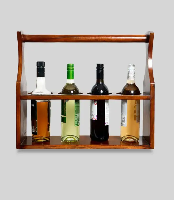 Tan Brown Mango Wood Wine Rack (Brown Finish)