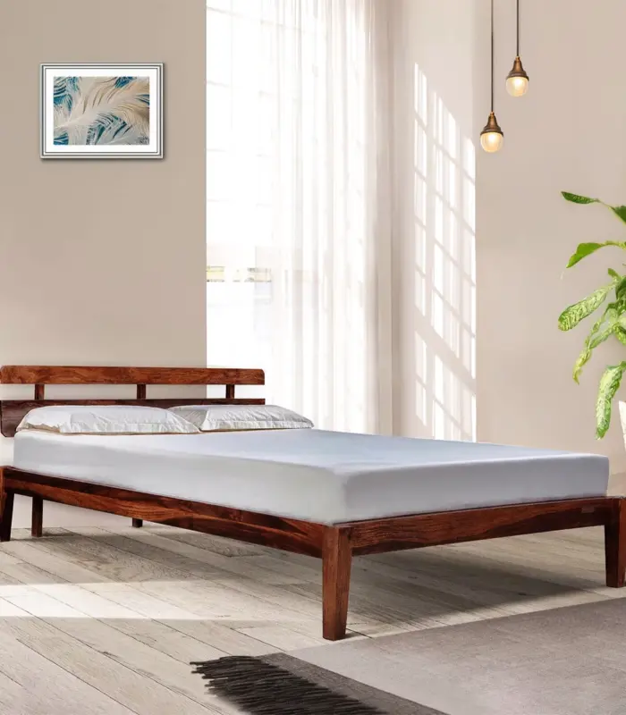 Admirel Sheesham Wood Queen Size Bed without Storage (Honey Finish)