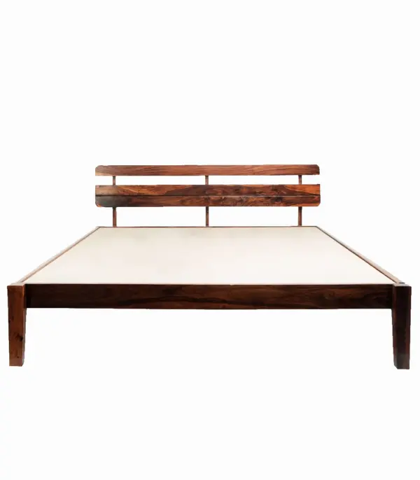 Admirel Sheesham Wood Queen Size Bed without Storage (Honey Finish)