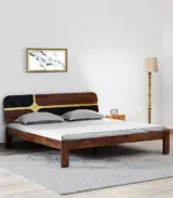 Alamod Sheesham Wood Queen Size Bed without Storage (Teak Finish)