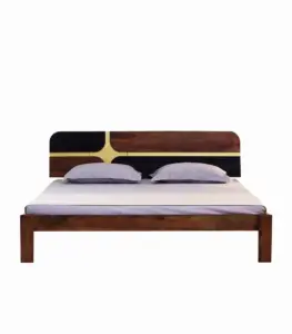 Alamod Sheesham Wood Queen Size Bed without Storage (Teak Finish)