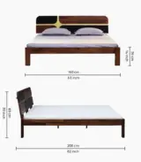 Alamod Sheesham Wood Queen Size Bed without Storage (Teak Finish)