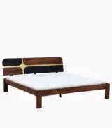 Alamod Sheesham Wood Queen Size Bed without Storage (Teak Finish)