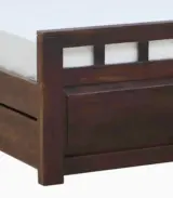Alyano Sheesham Wood Queen Size Bed with Drawer Storage (Teak Finish)