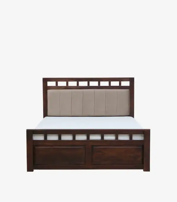 Alyano Sheesham Wood Queen Size Bed with Drawer Storage (Teak Finish)