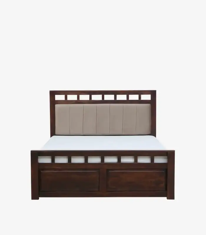 Alyano Sheesham Wood Queen Size Bed with Drawer Storage (Teak Finish)