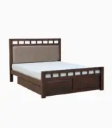 Alyano Sheesham Wood Queen Size Bed with Drawer Storage (Teak Finish)