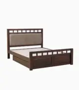 Alyano Sheesham Wood Queen Size Bed with Drawer Storage (Teak Finish)