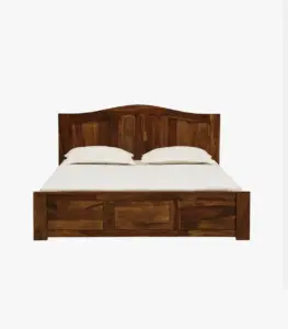 Amalfy Sheesham Wood Queen Size Bed with Box Storage (Teak Finish)