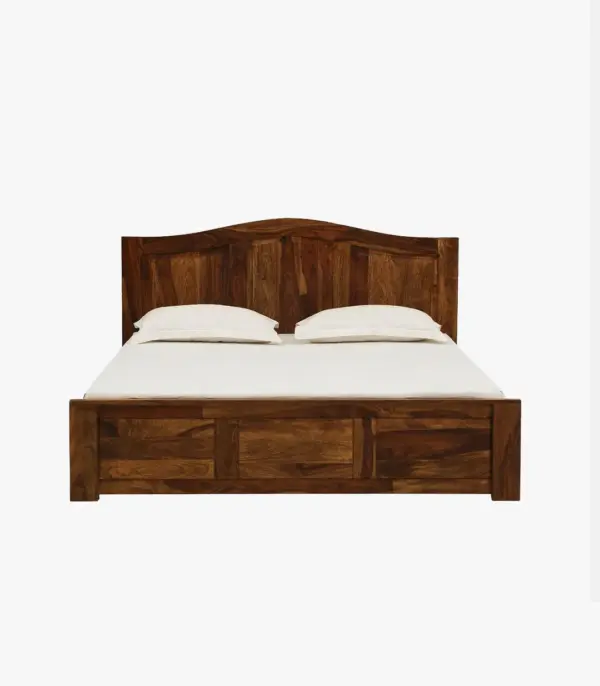 Amalfy Sheesham Wood Queen Size Bed with Box Storage (Teak Finish)