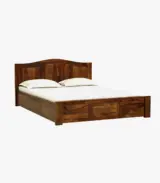 Amalfy Sheesham Wood Queen Size Bed with Box Storage (Teak Finish)