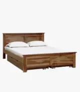 Arabel Sheesham Wood Queen Size Bed with Drawer Storage (Rustic Teak Finish)