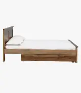 Arabel Sheesham Wood Queen Size Bed with Drawer Storage (Rustic Teak Finish)