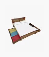 Arabel Sheesham Wood Queen Size Bed with Drawer Storage (Rustic Teak Finish)