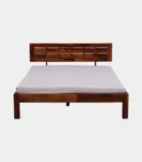 Arcamia Sheesham Wood Queen Size Bed without Storage (Teak Finish)