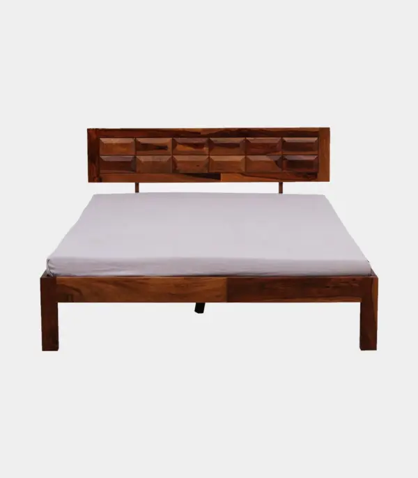 Arcamia Sheesham Wood Queen Size Bed without Storage (Teak Finish)