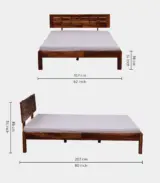 Arcamia Sheesham Wood Queen Size Bed without Storage (Teak Finish)
