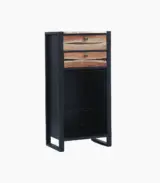 Ayon Mango Wood 2 Drawer Storage Wine Rack (Black Finish)