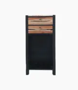 Ayon Mango Wood 2 Drawer Storage Wine Rack (Black Finish)