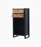 Ayon Mango Wood 2 Drawer Storage Wine Rack (Black Finish)