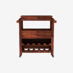 Hespor Sheesham Wood Bar Trolley (Honey Finish) - Image 2