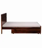 Berang Sheesham Wood Queen Size Bed with Drawer Storage (Teak Finish)