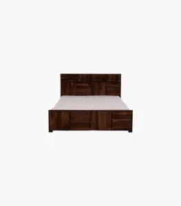 Berang Sheesham Wood Queen Size Bed without Storage (Teak Finish)