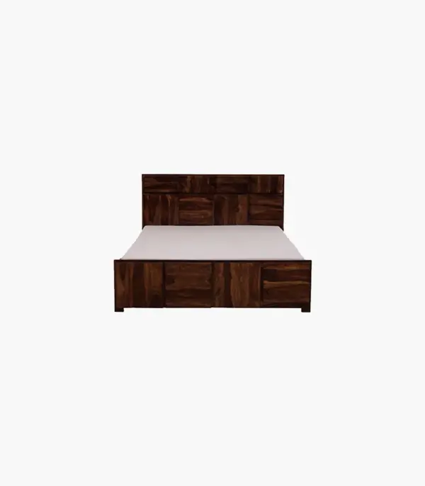 Berang Sheesham Wood Queen Size Bed without Storage (Teak Finish)