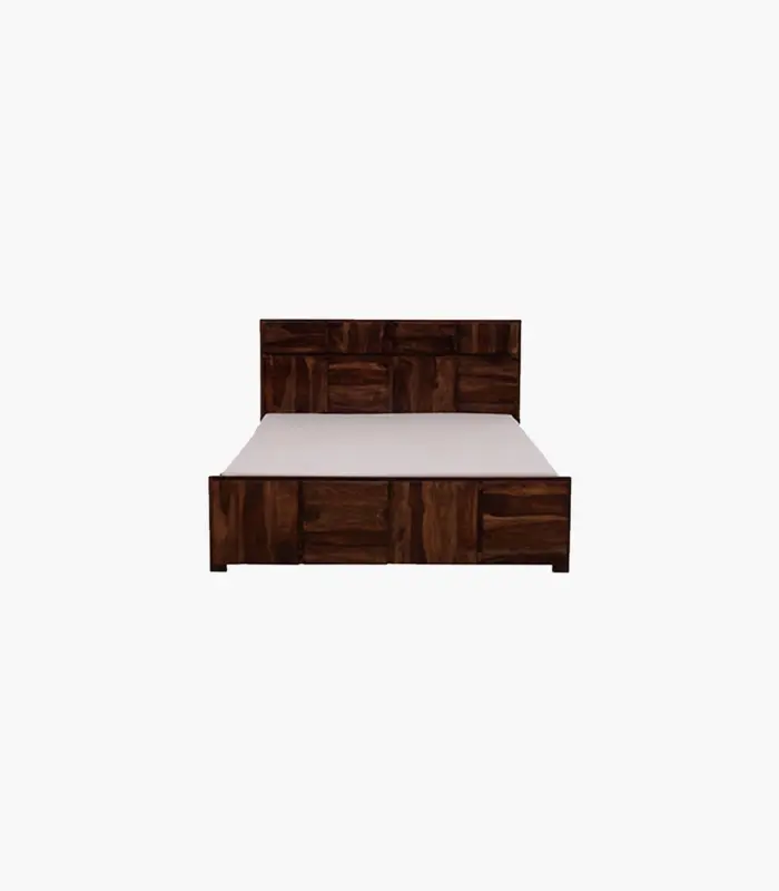 Berang Sheesham Wood Queen Size Bed without Storage (Teak Finish)